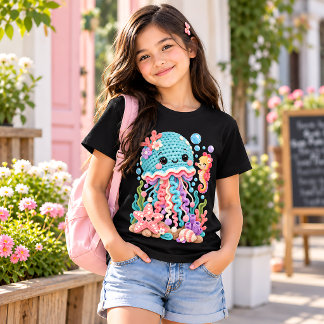 T-Shirt Méduse au Crochet Mignon Sous l'Océan