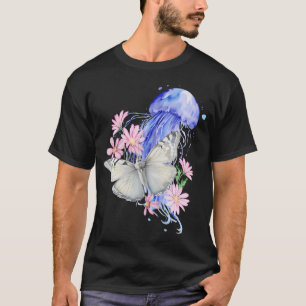T-shirt Méduse avec papillon et fleurs