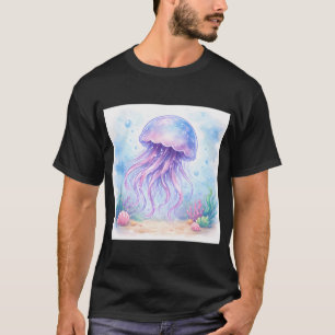 T-shirt Méduse de dessin animé de style aquarelle