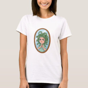 T-shirt Méduse de dessin animé grincheuse regardant dans u