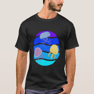 T-shirt Méduse mignonne de mer Vie sous-marine Animaux F