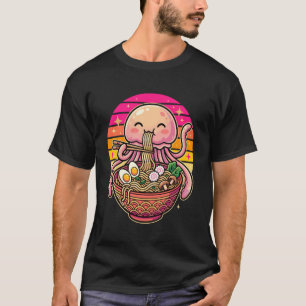 T-shirt Méduse mignonne mangeant des nouilles Ramen japona