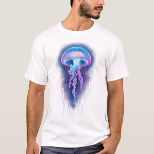 T-shirt Méduse néon lumineuse dans l'océan sombre
