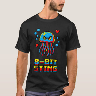 T-shirt Méduse Rétro Pixel Art 8 Bits Piqûre