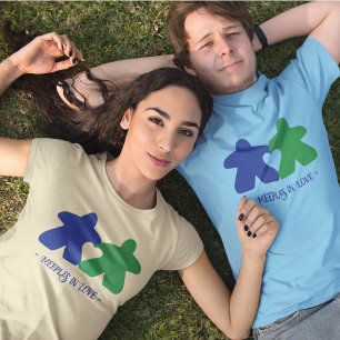 T-shirt Meepes en Love, Chemise Homme Bleue & Vert