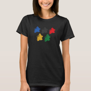 T-shirt Meeple Boardgame Five Colorful Meeples Board Game