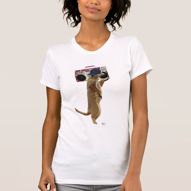 T-shirt Meerkat avec Boom Box Ghetto Blaster 2 (Devant)