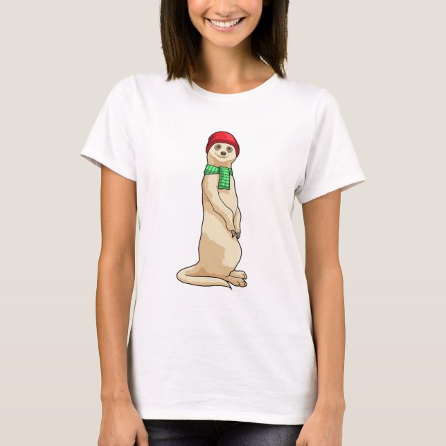T-shirt Meerkat avec Casquette et Écharpe (Devant)