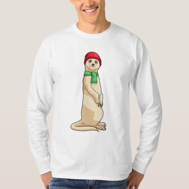 T-shirt Meerkat avec Casquette et Écharpe (Devant)