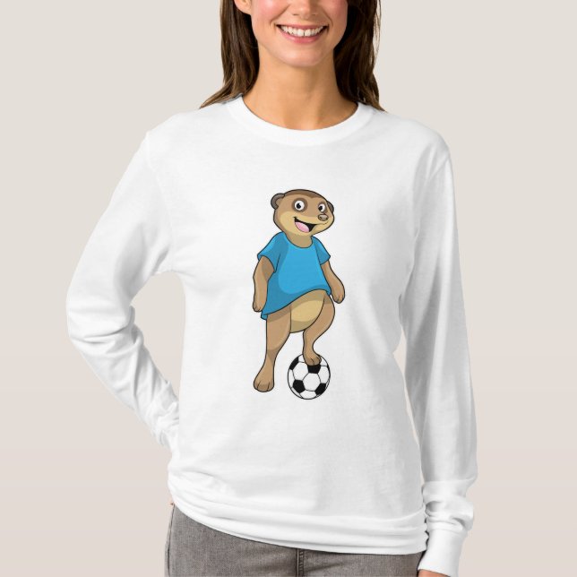 T-shirt Meerkat comme joueur de football avec Soccer (Devant)