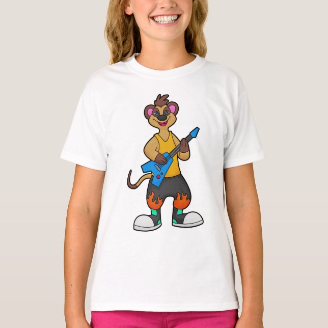 T-shirt Meerkat comme musicien avec guitare (Devant)