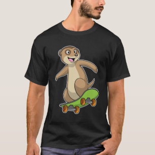 T-shirt Meerkat comme Patineur avec Skateboard