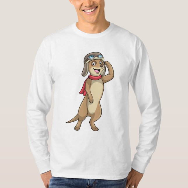 T-shirt Meerkat comme pilote avec casquette pilote (Devant)