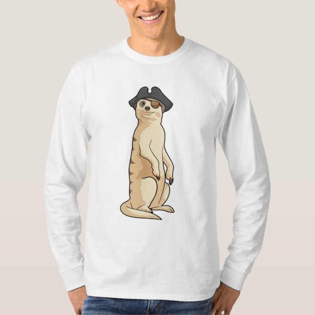 T-shirt Meerkat comme Pirate avec casquette pirate (Devant)