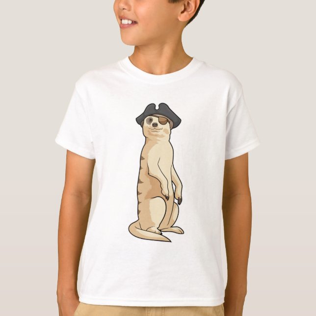 T-shirt Meerkat comme Pirate avec casquette pirate (Devant)
