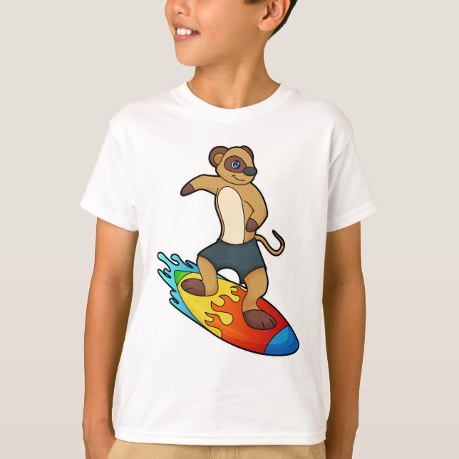 T-shirt Meerkat comme surfeur avec Surfer (Devant)