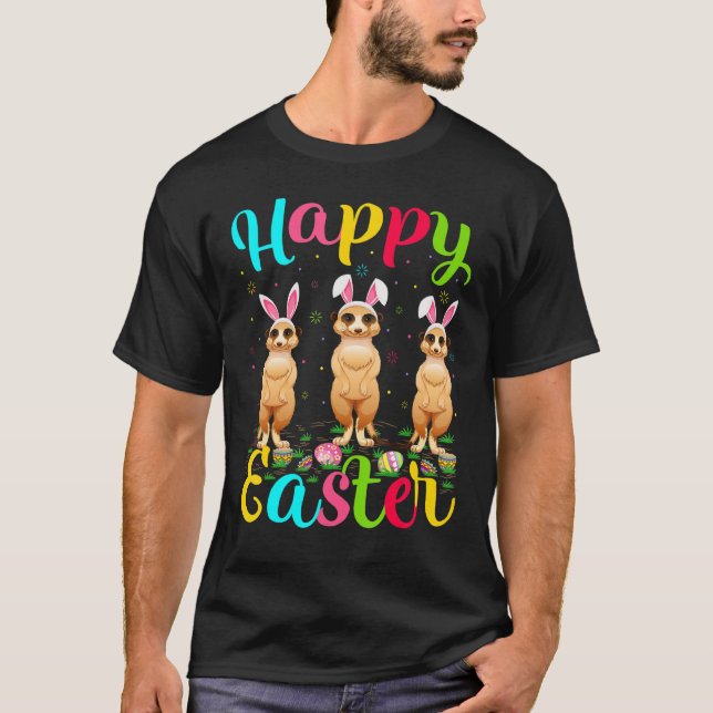 T-shirt Meerkat Drôle OEuf De Pâques Bunny Meerkat Joyeux  (Devant)