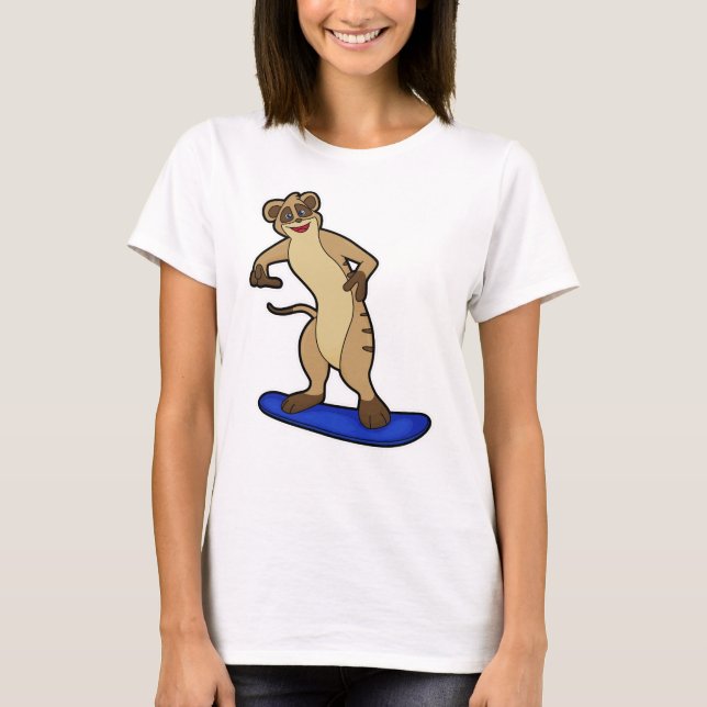 T-shirt Meerkat en Snowboard avec Snowboard (Devant)