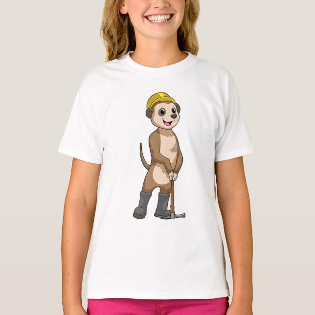 T-shirt Meerkat en tant que mineur avec Pickaxe (Devant)
