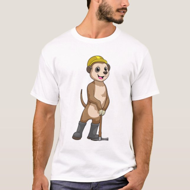 T-shirt Meerkat en tant que mineur avec Pickaxe (Devant)