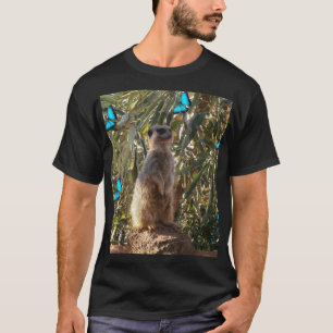 T-shirt Meerkat Et Papillons Bleus,
