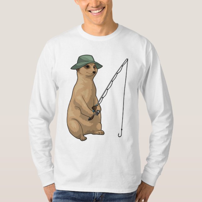 T-shirt Meerkat Fishing Fisher (Devant)