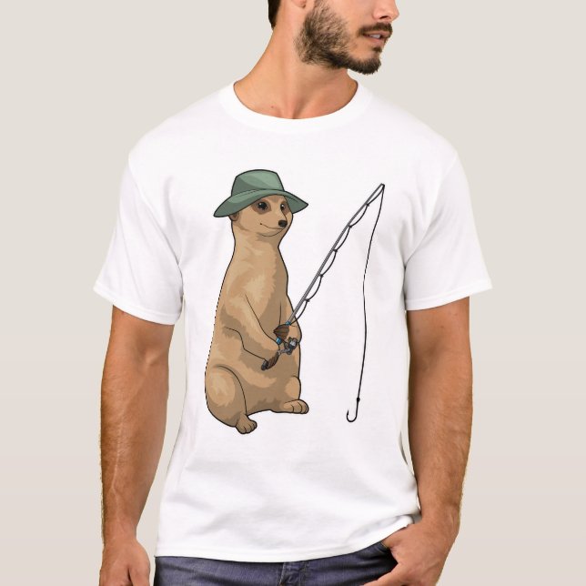 T-shirt Meerkat Fishing Fisher (Devant)