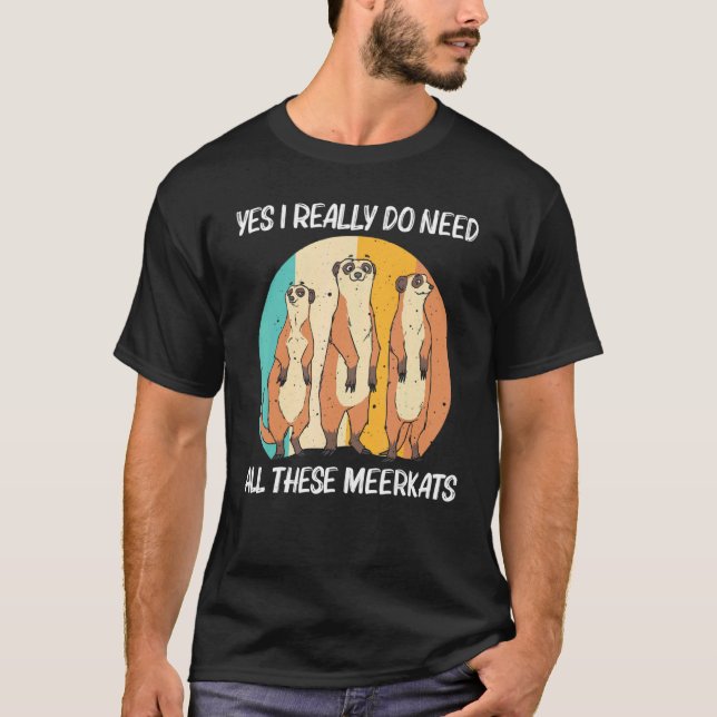 T-shirt Meerkat Pour Hommes Femmes Rétro Faune Zoo Animaux (Devant)