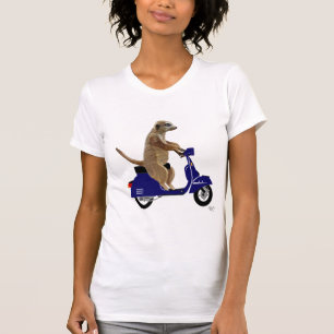 T-shirt Meerkat sur le vélomoteur bleu-foncé