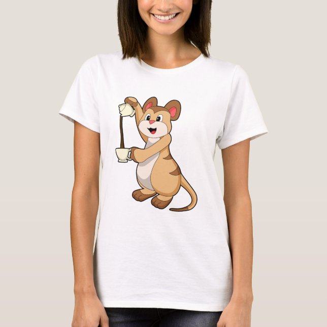 T-shirt Meerkat with coffee pot & coffee.PNG (Devant)