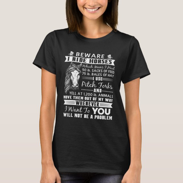 T-shirt Méfiez-vous des chevaux de randonnée (Devant)