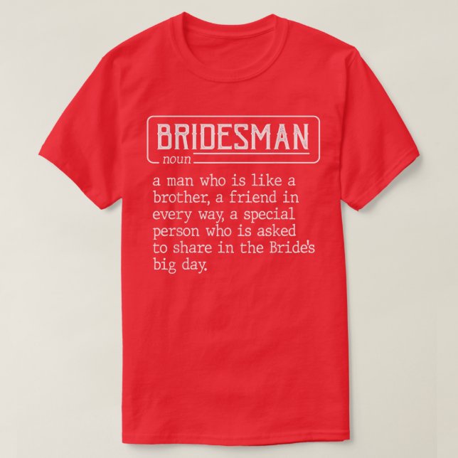 T-shirt Meilleur Ami de la Mariée Mariage Garçon d'Honneur (Design devant)