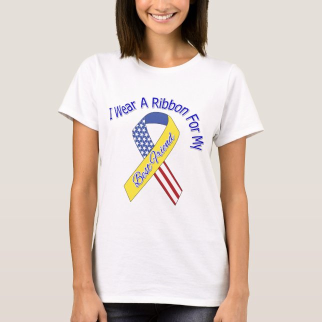 T-shirt Meilleur Ami - Je Porte Un Ruban Patriotique Milit (Devant)