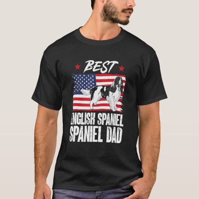 T-shirt Meilleur Anglais Springer Espagnol Papa Américain  (Devant)