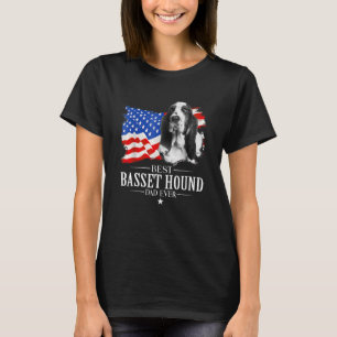 T-shirt Meilleur Basset Hound Papa Jamais Drapeau Américai