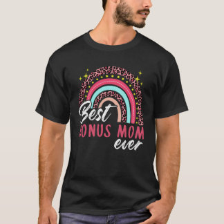 T-shirt Meilleur Bonus Maman Jamais Leopard Rainbow Femmes