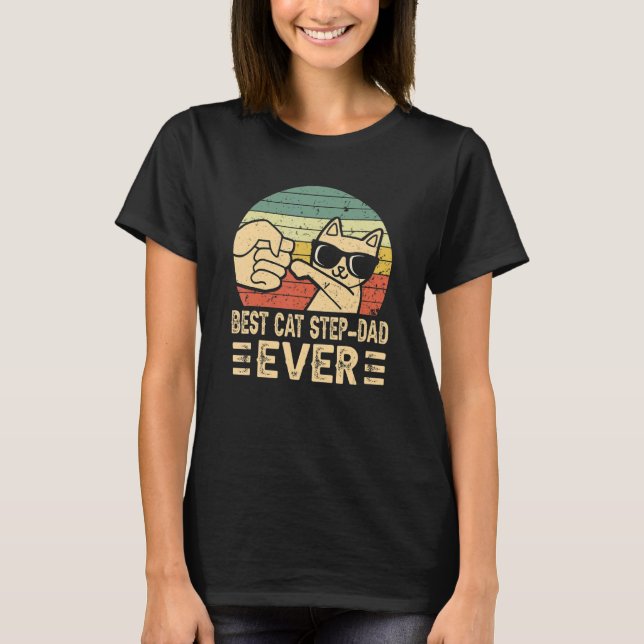 T-shirt Meilleur Chat Étape Papa Jamais Bump Ajuster Fête  (Devant)
