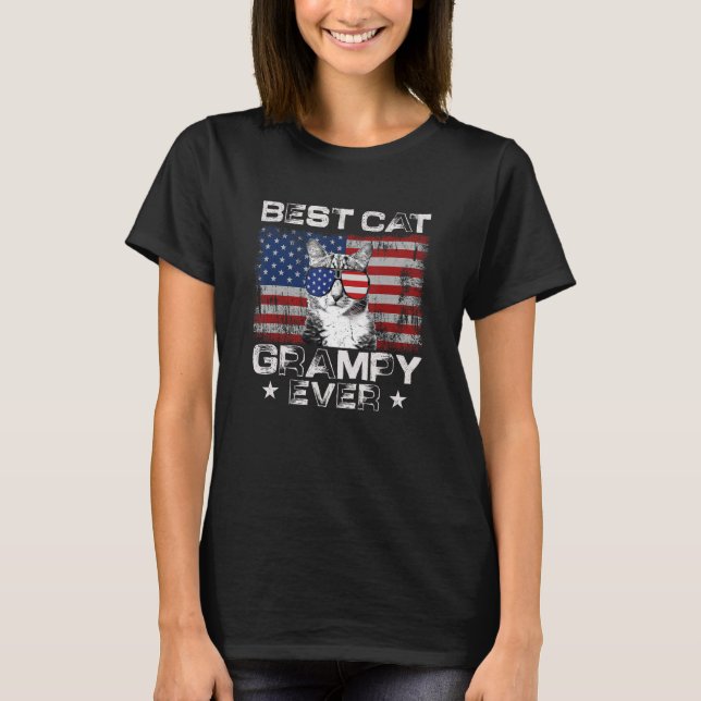 T-shirt Meilleur Chat Grampy Ever Drapeau Américain Patrio (Devant)