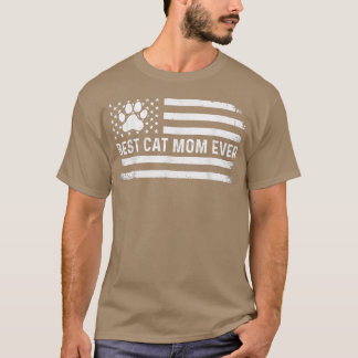T-shirt Meilleur Chat Maman Toujours Américain Drapeau Amo