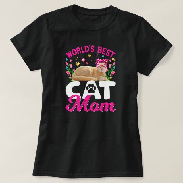 T-shirt Meilleur Chat Mondial Fête des Mères de Maman  (Design devant)