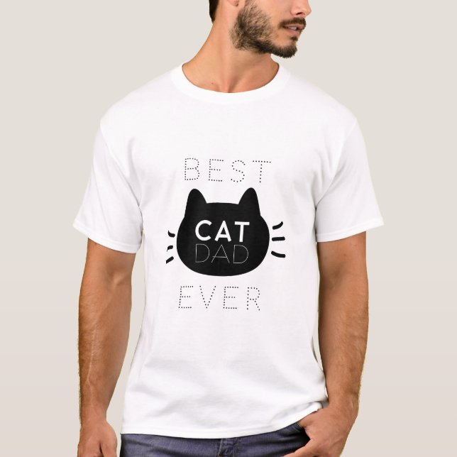 T-shirt Meilleur Chat Papa Jamais Black Chat Face (Devant)