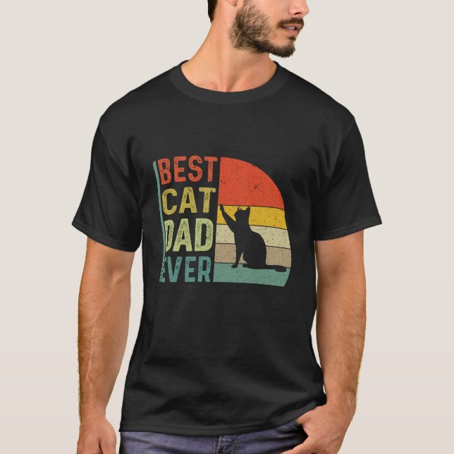 T-shirt Meilleur Chat Papa Jamais Drapeau Américain Daddy  (Devant)