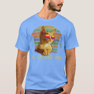 T-shirt Meilleur Chat Papa Jamais Drôle Rétro Kitten Avec