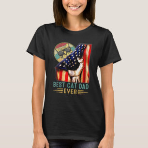 T-shirt Meilleur Chat Papa Jamais Père Jour Patriotique Am