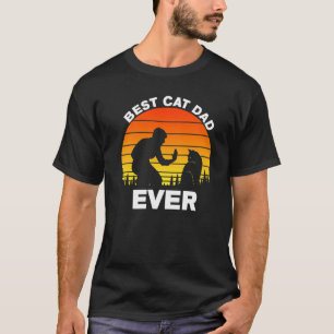 T-shirt Meilleur Chat Papa Jamais Retro Sunset
