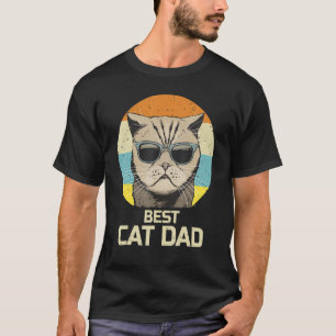 T-shirt Meilleur Chat Papa Lunettes de soleil Retro Funny 
