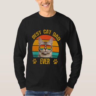 T-shirt Meilleur Chat Papa Papa Chat Avec Lunettes De Sole