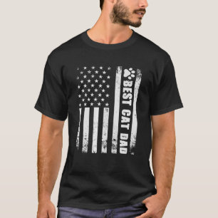 T-shirt Meilleur Chat Papa Toujours Américain Drapeau Fun 