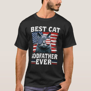 T-shirt Meilleur Chat Parrain Jamais Drapeau Américain Pat