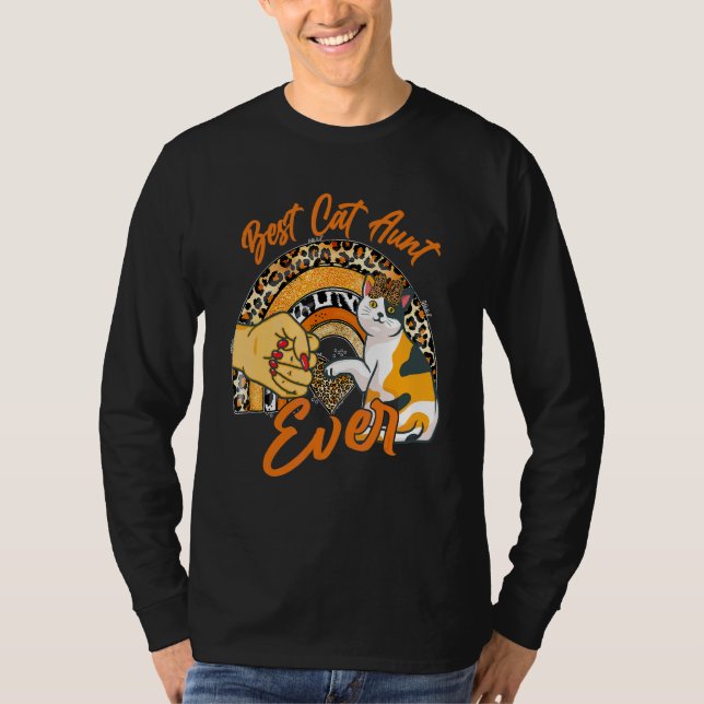 T-shirt Meilleur chat Tante Ever Chat Leopard Arc-en-ciel  (Devant)